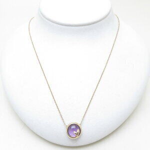 Tiffany Olive Green Leaf Necklace Amethyst Yellow Gold Pendant